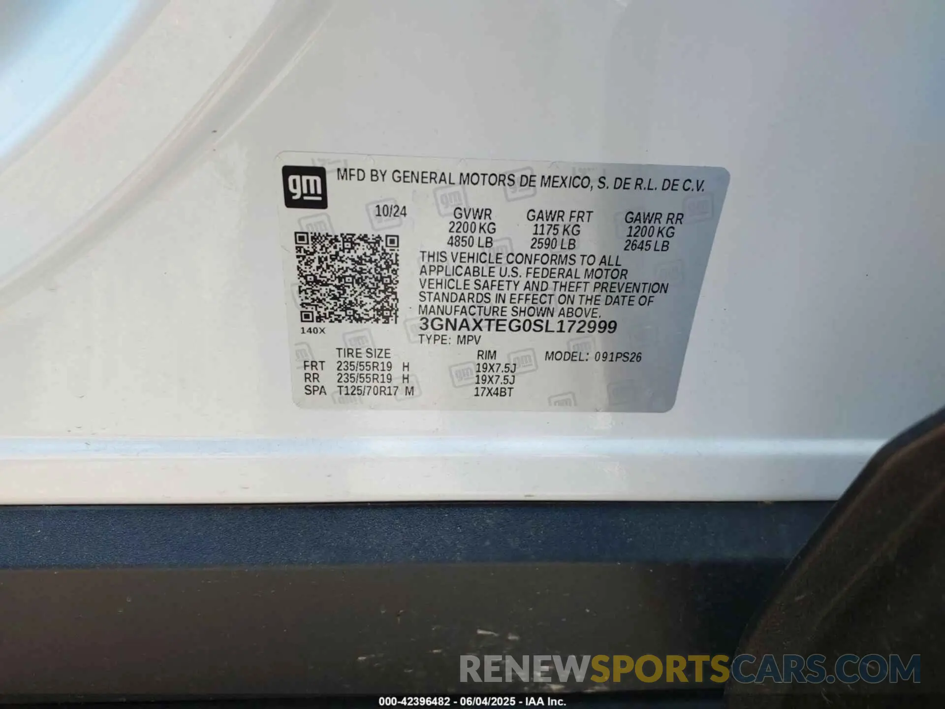 9 fotografías del automóvil dañado 3GNAXTEG0SL172999 CHEVROLET EQUINOX 2025