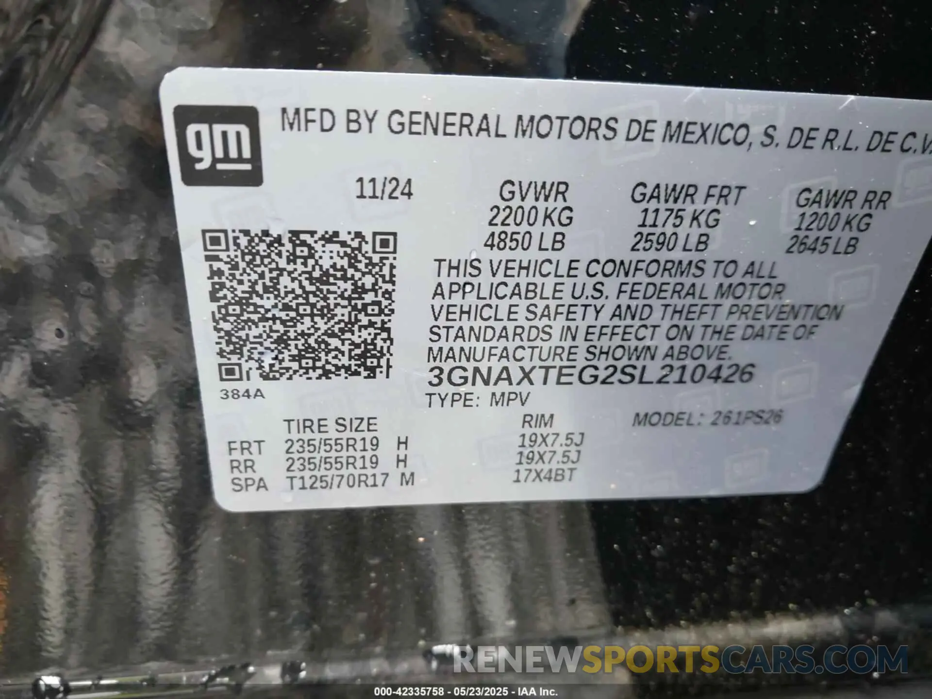 9 fotografías del automóvil dañado 3GNAXTEG2SL210426 CHEVROLET EQUINOX 2025