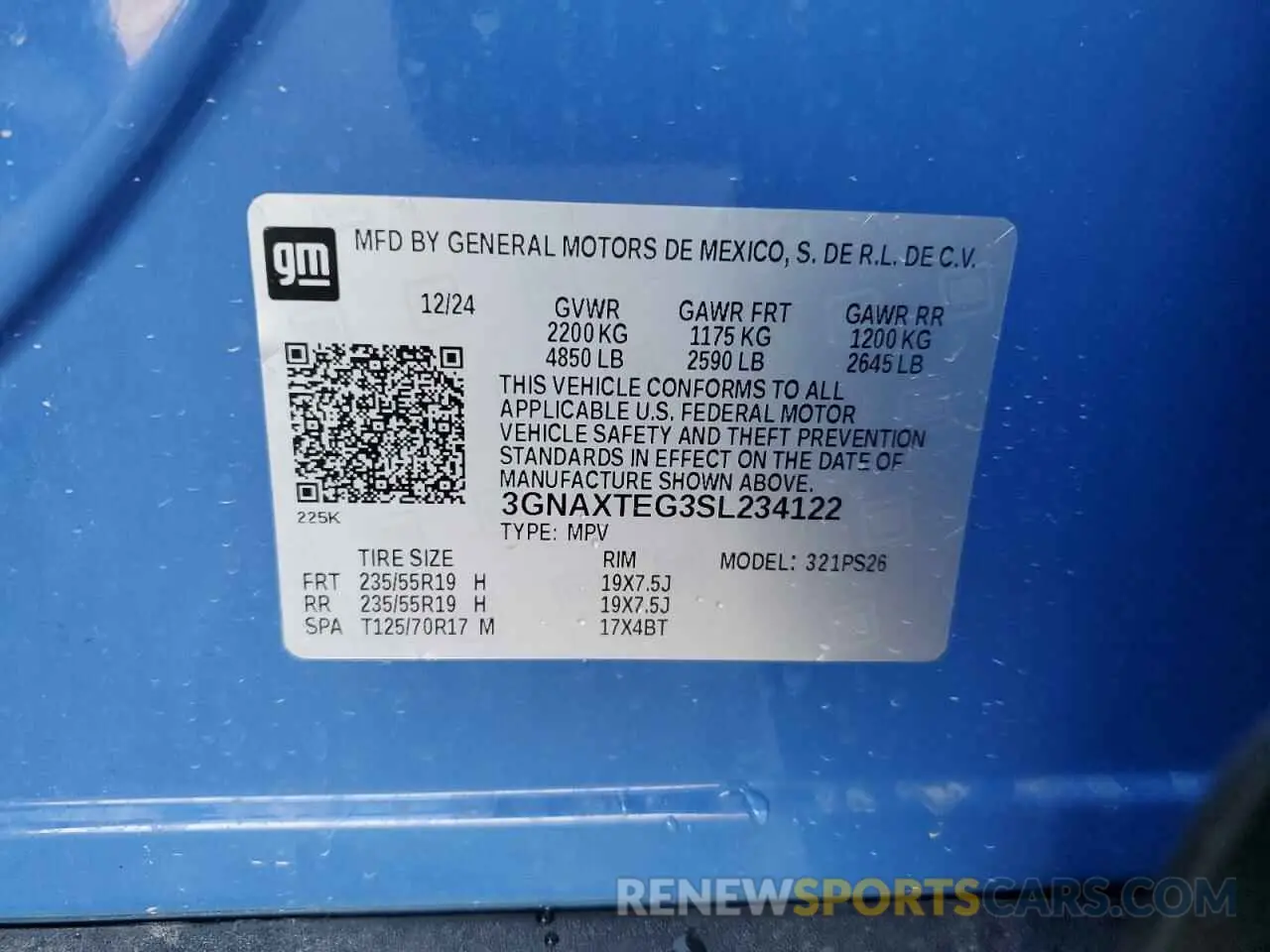 14 fotografías del automóvil dañado 3GNAXTEG3SL234122 CHEVROLET EQUINOX 2025