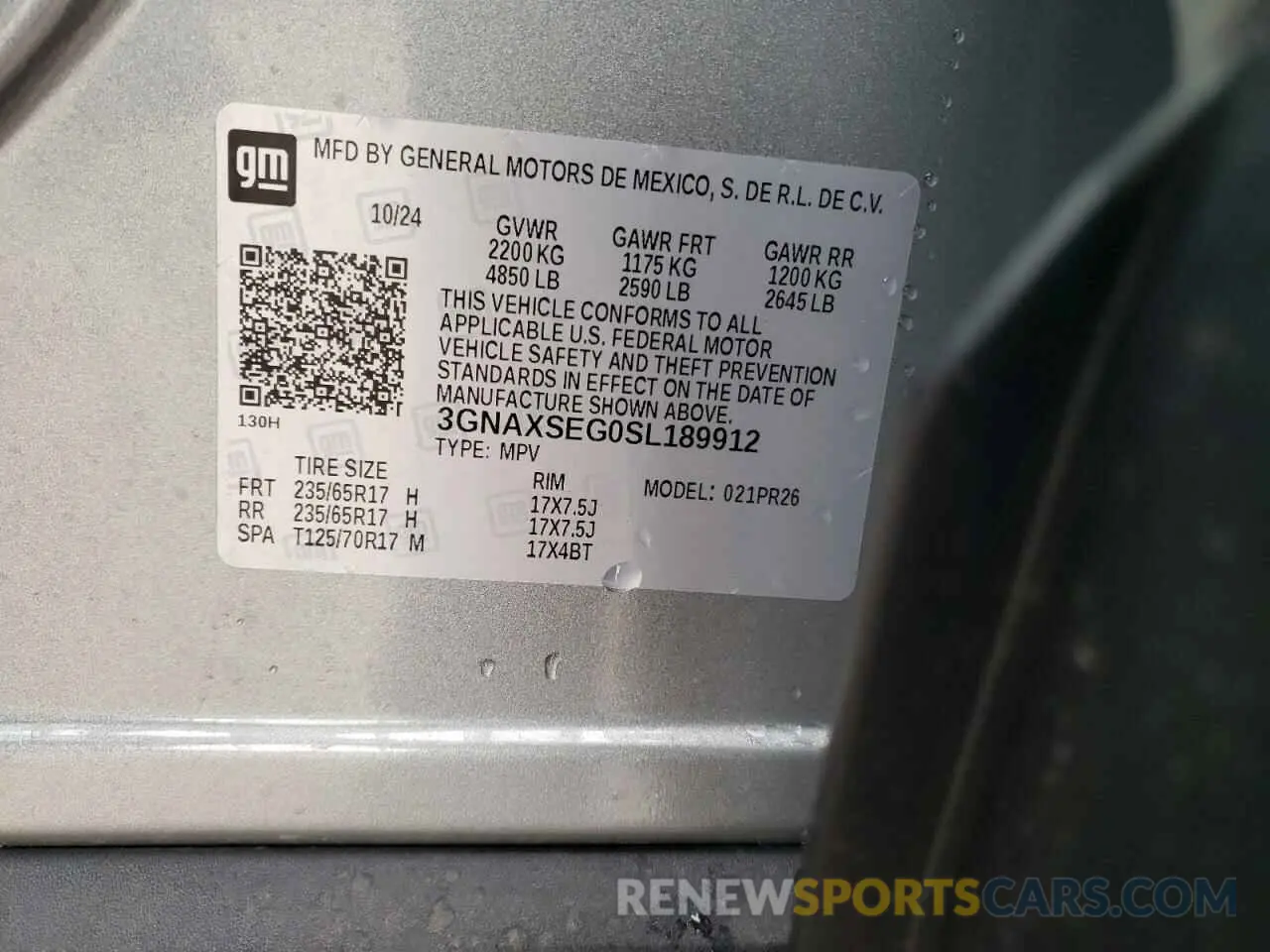 14 fotografías del automóvil dañado 3GNAXSEG0SL189912 CHEVROLET EQUINOX AC 2025