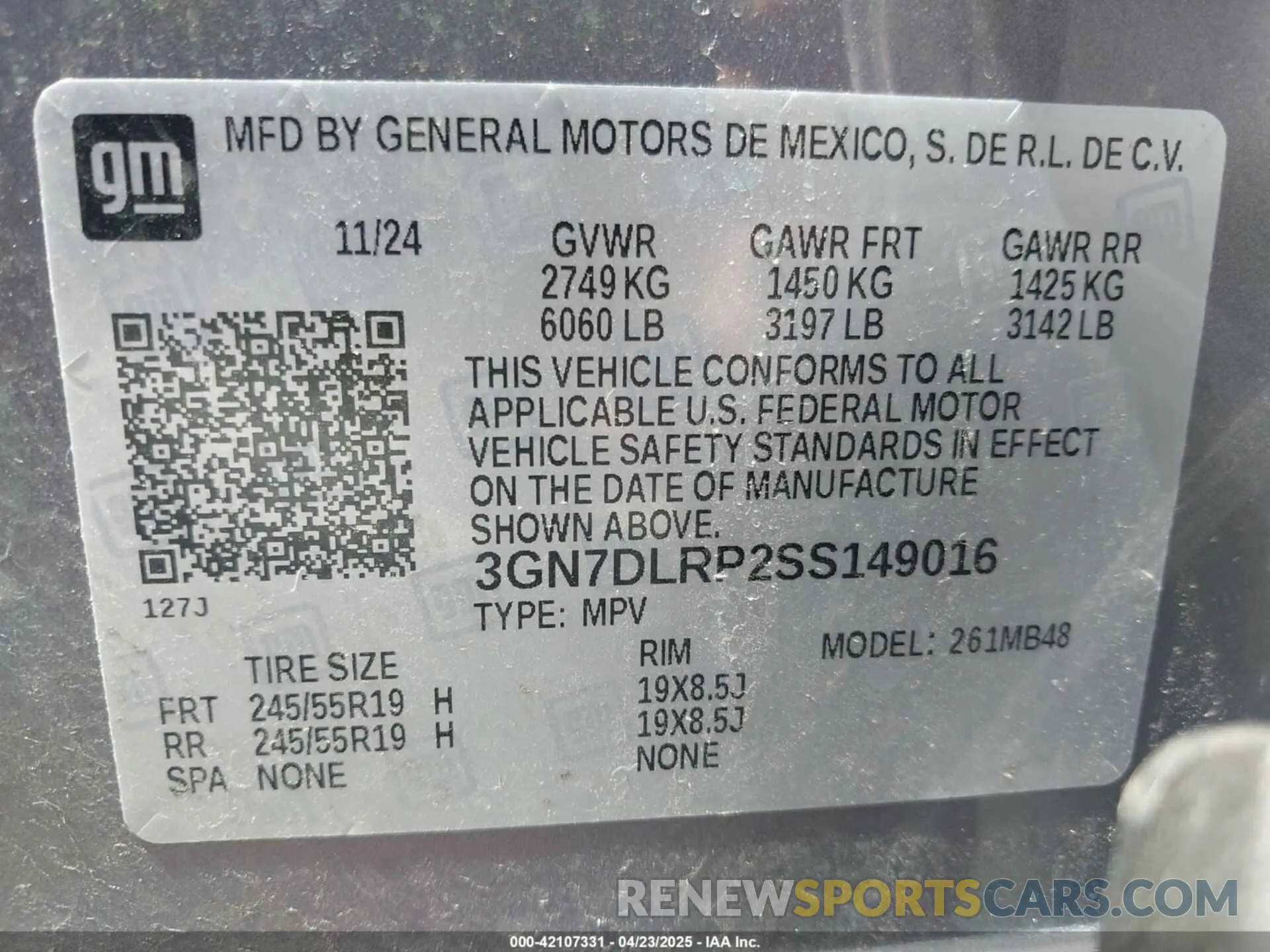 9 fotografías del automóvil dañado 3GN7DLRP2SS149016 CHEVROLET EQUINOX EV 2025