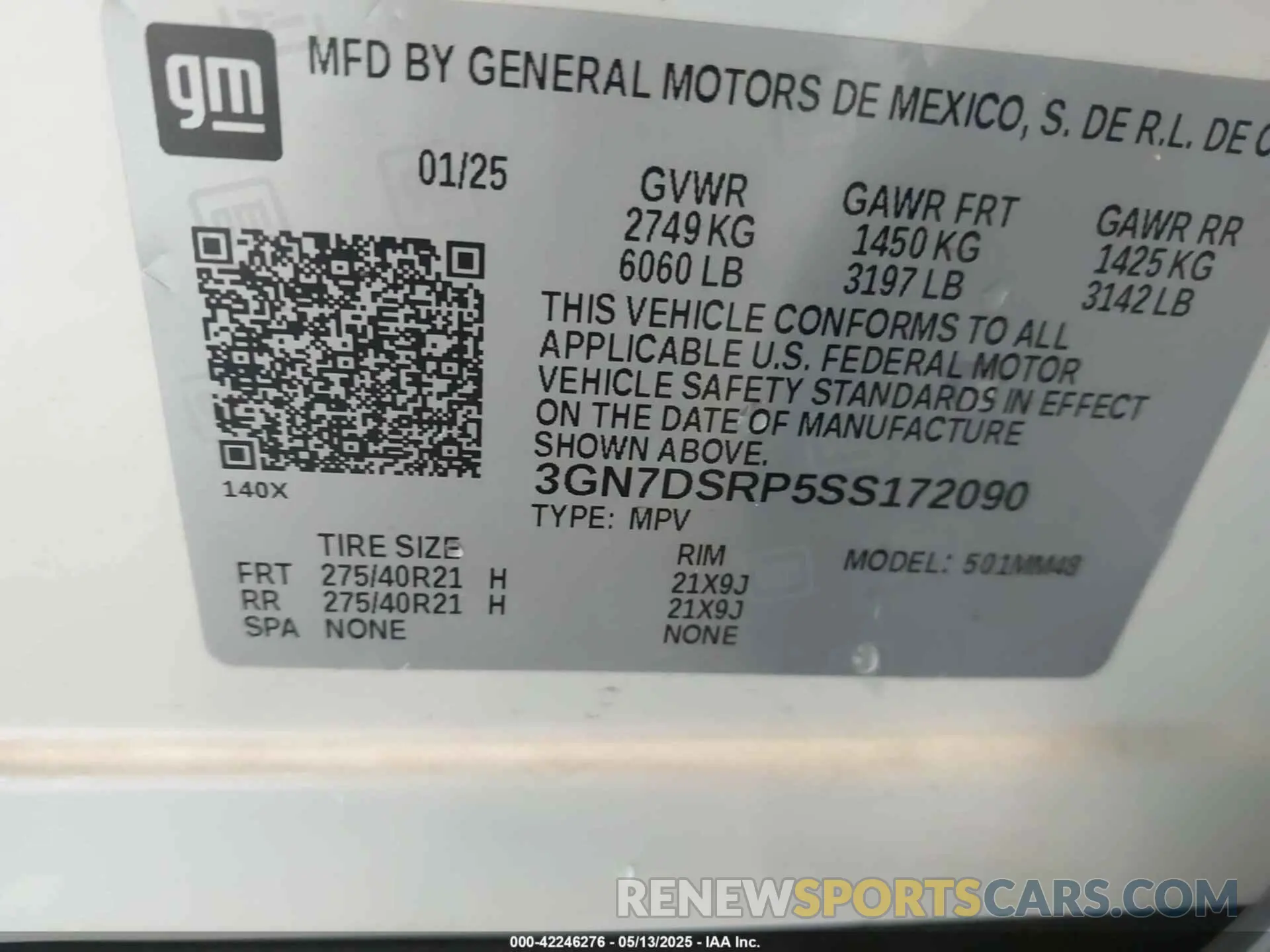 9 fotografías del automóvil dañado 3GN7DSRP5SS172090 CHEVROLET EQUINOX EV 2025
