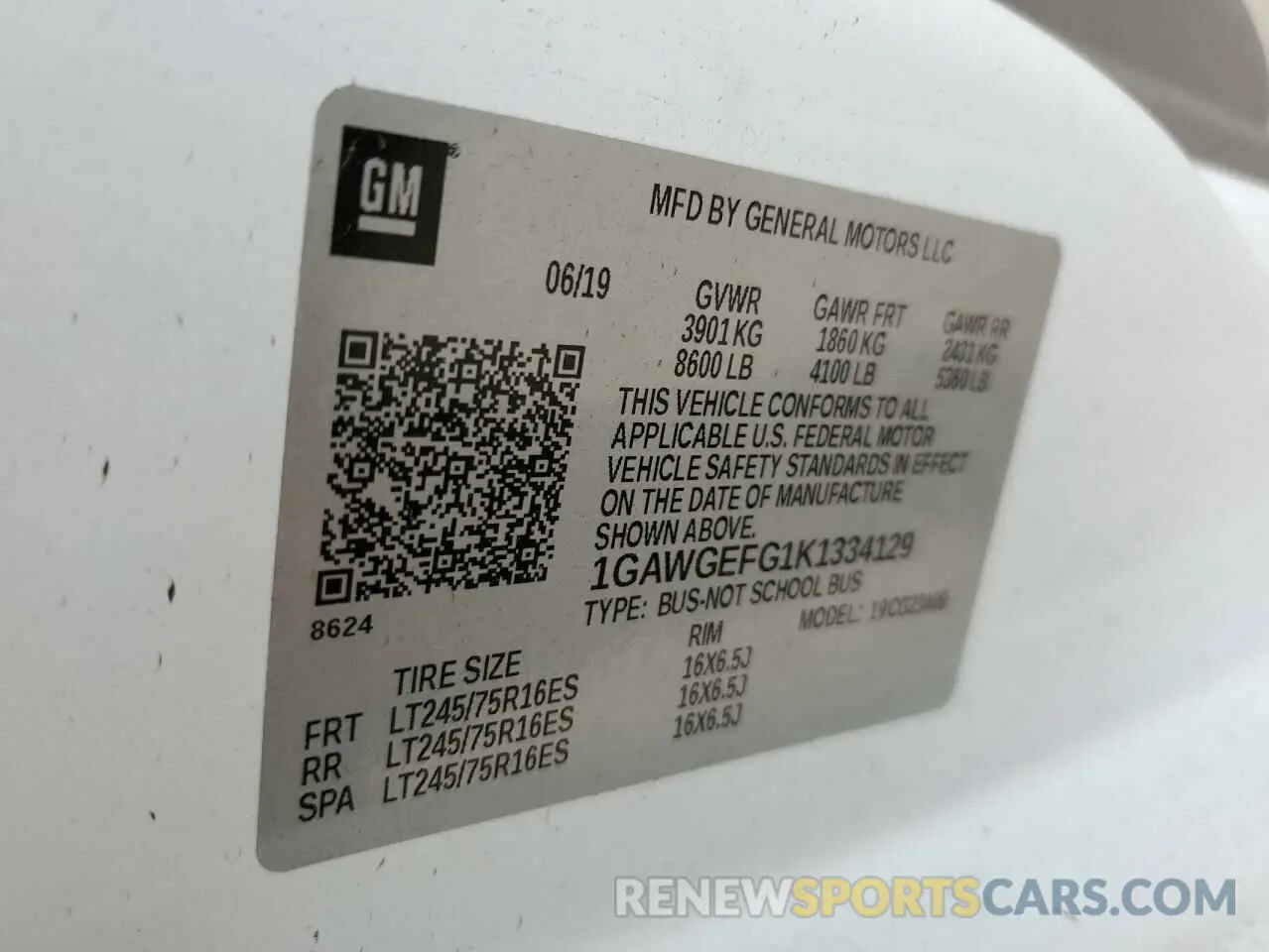 14 fotografías del automóvil dañado 1GAWGEFG1K1334129 CHEVROLET EXPRESS 2019