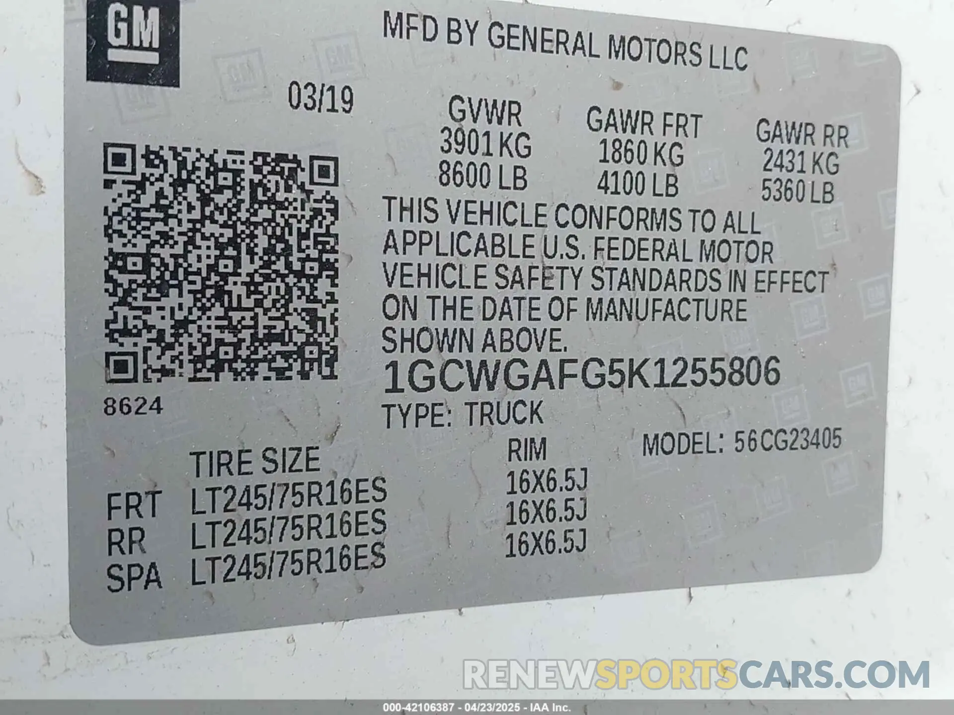 9 fotografías del automóvil dañado 1GCWGAFG5K1255806 CHEVROLET EXPRESS 2500 2019