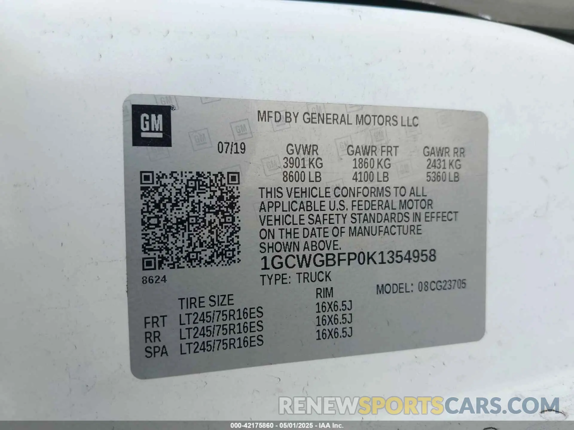9 fotografías del automóvil dañado 1GCWGBFP0K1354958 CHEVROLET EXPRESS 2500 2019