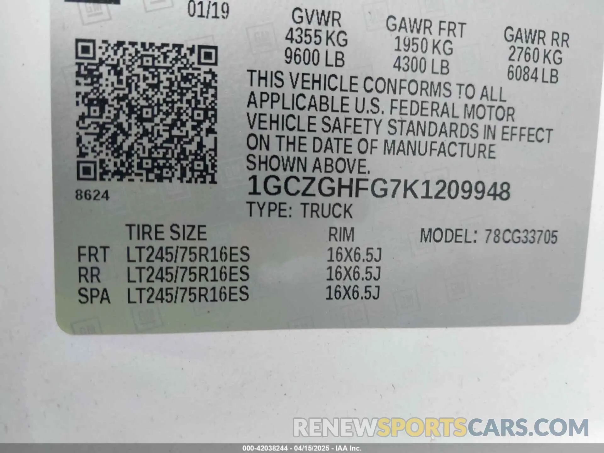 9 fotografías del automóvil dañado 1GCZGHFG7K1209948 CHEVROLET EXPRESS 3500 2019