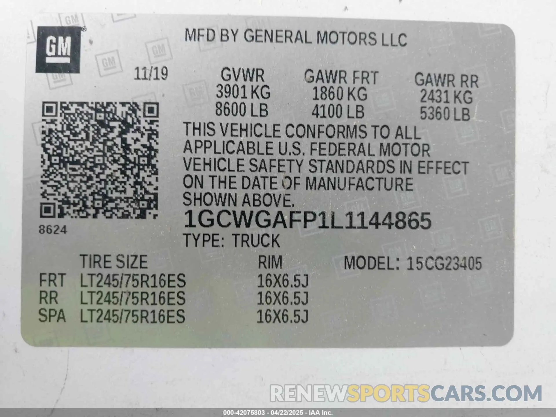 9 fotografías del automóvil dañado 1GCWGAFP1L1144865 CHEVROLET EXPRESS CARGO 2020