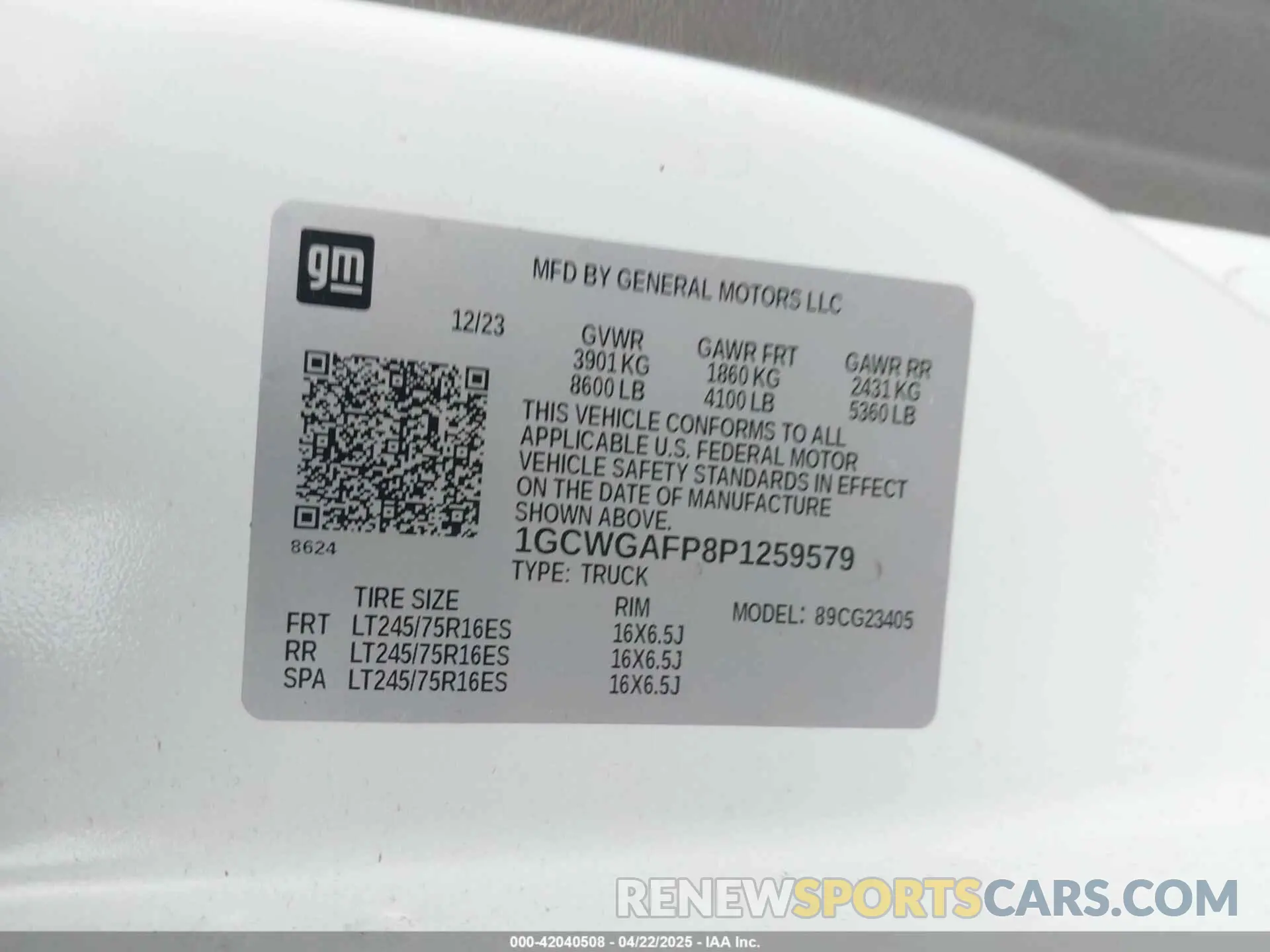 9 fotografías del automóvil dañado 1GCWGAFP8P1259579 CHEVROLET EXPRESS CARGO 2023