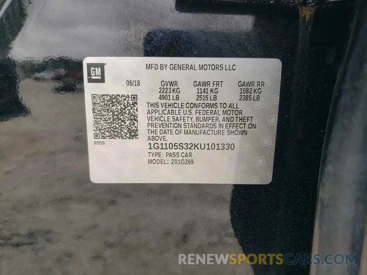 13 fotografías del automóvil dañado 1G1105S32KU101330 CHEVROLET IMPALA 2019