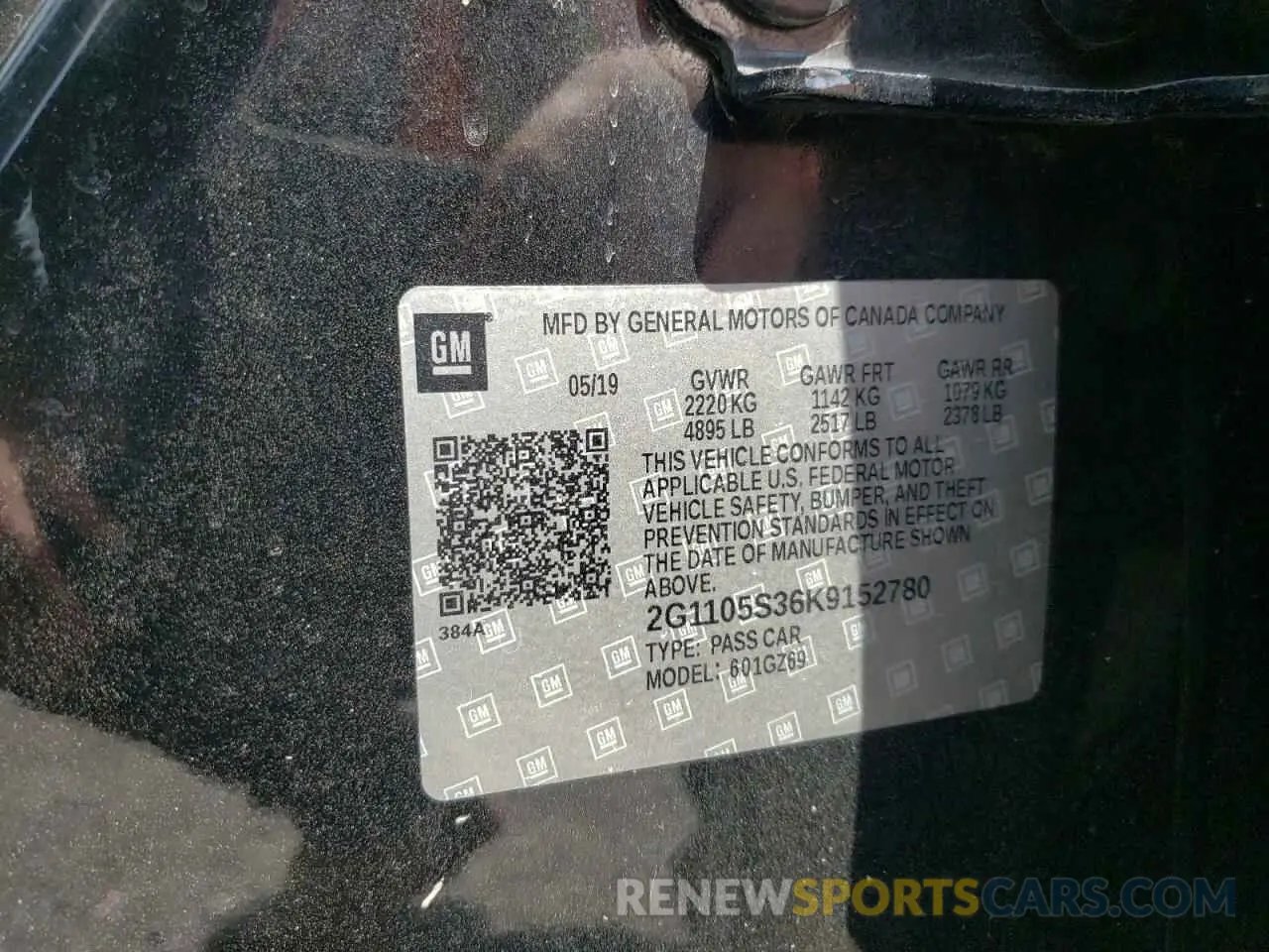 15 fotografías del automóvil dañado 2G1105S36K9152780 CHEVROLET IMPALA 2019