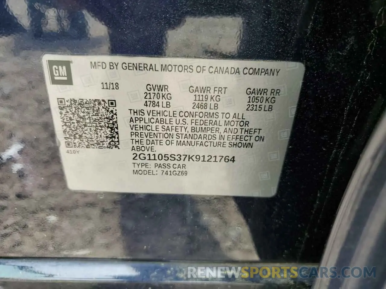 13 fotografías del automóvil dañado 2G1105S37K9121764 CHEVROLET IMPALA 2019