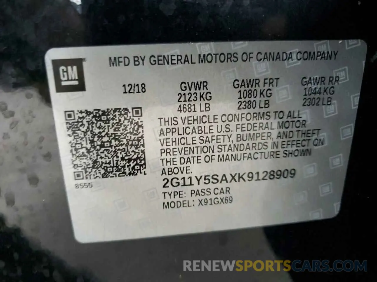 12 fotografías del automóvil dañado 2G11Y5SAXK9128909 CHEVROLET IMPALA 2019