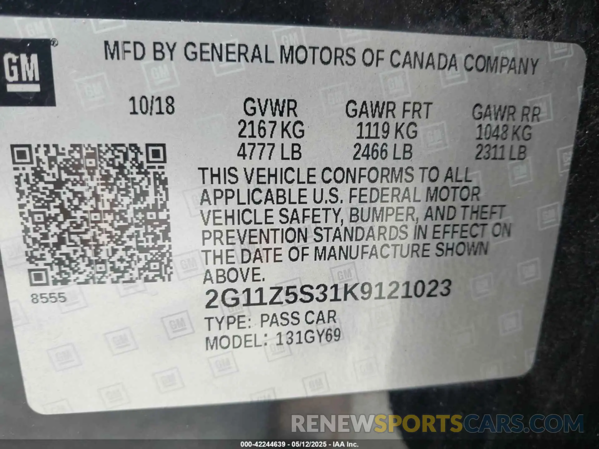 9 fotografías del automóvil dañado 2G11Z5S31K9121023 CHEVROLET IMPALA 2019