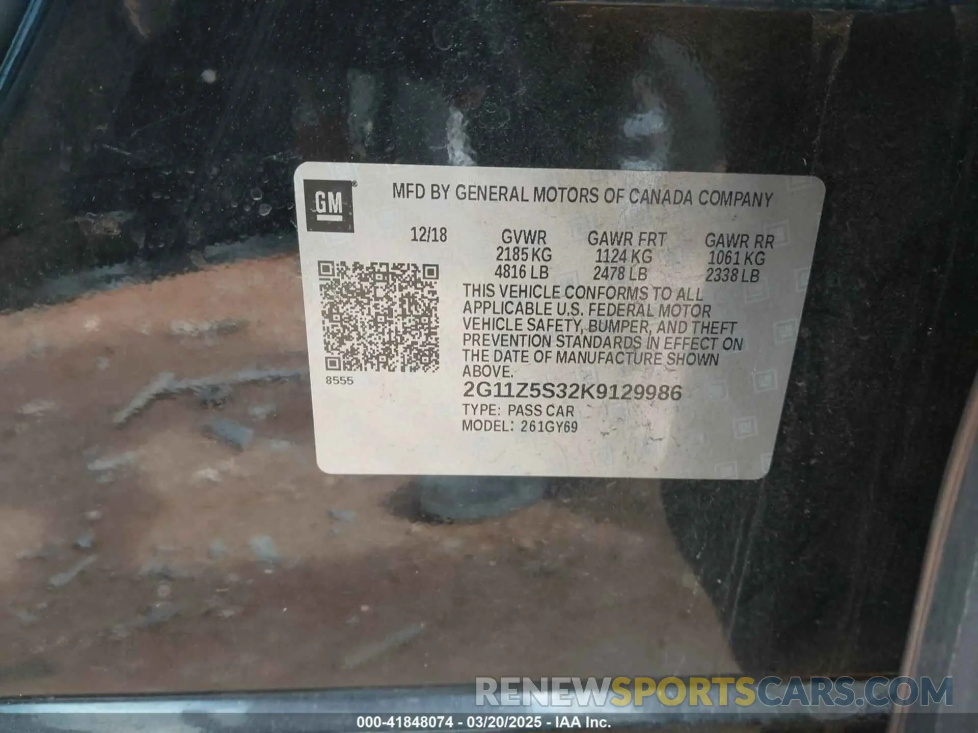 9 fotografías del automóvil dañado 2G11Z5S32K9129986 CHEVROLET IMPALA 2019
