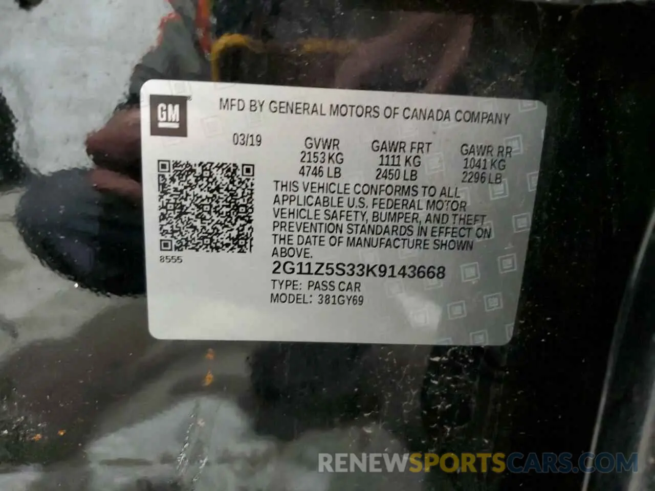 12 fotografías del automóvil dañado 2G11Z5S33K9143668 CHEVROLET IMPALA 2019