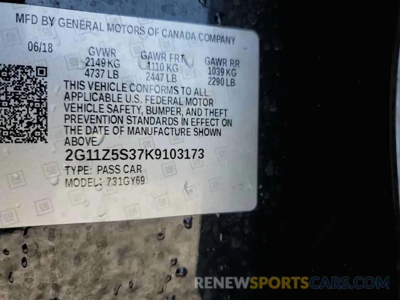 13 fotografías del automóvil dañado 2G11Z5S37K9103173 CHEVROLET IMPALA 2019