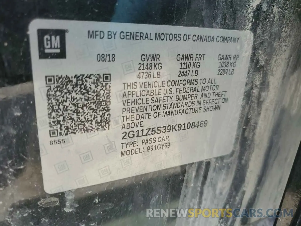 13 fotografías del automóvil dañado 2G11Z5S39K9108469 CHEVROLET IMPALA 2019