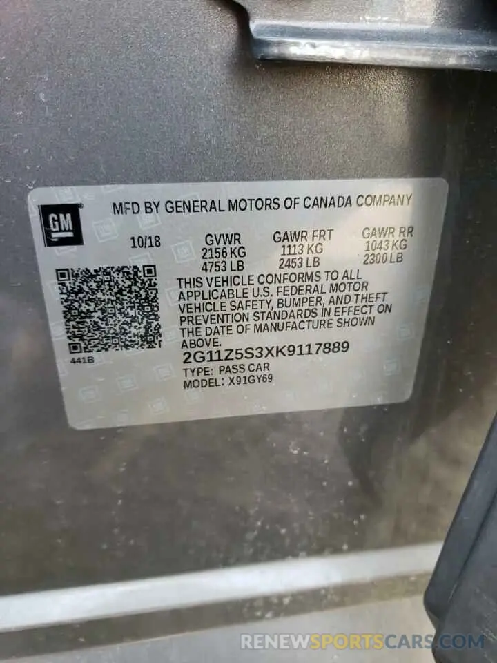 12 fotografías del automóvil dañado 2G11Z5S3XK9117889 CHEVROLET IMPALA 2019