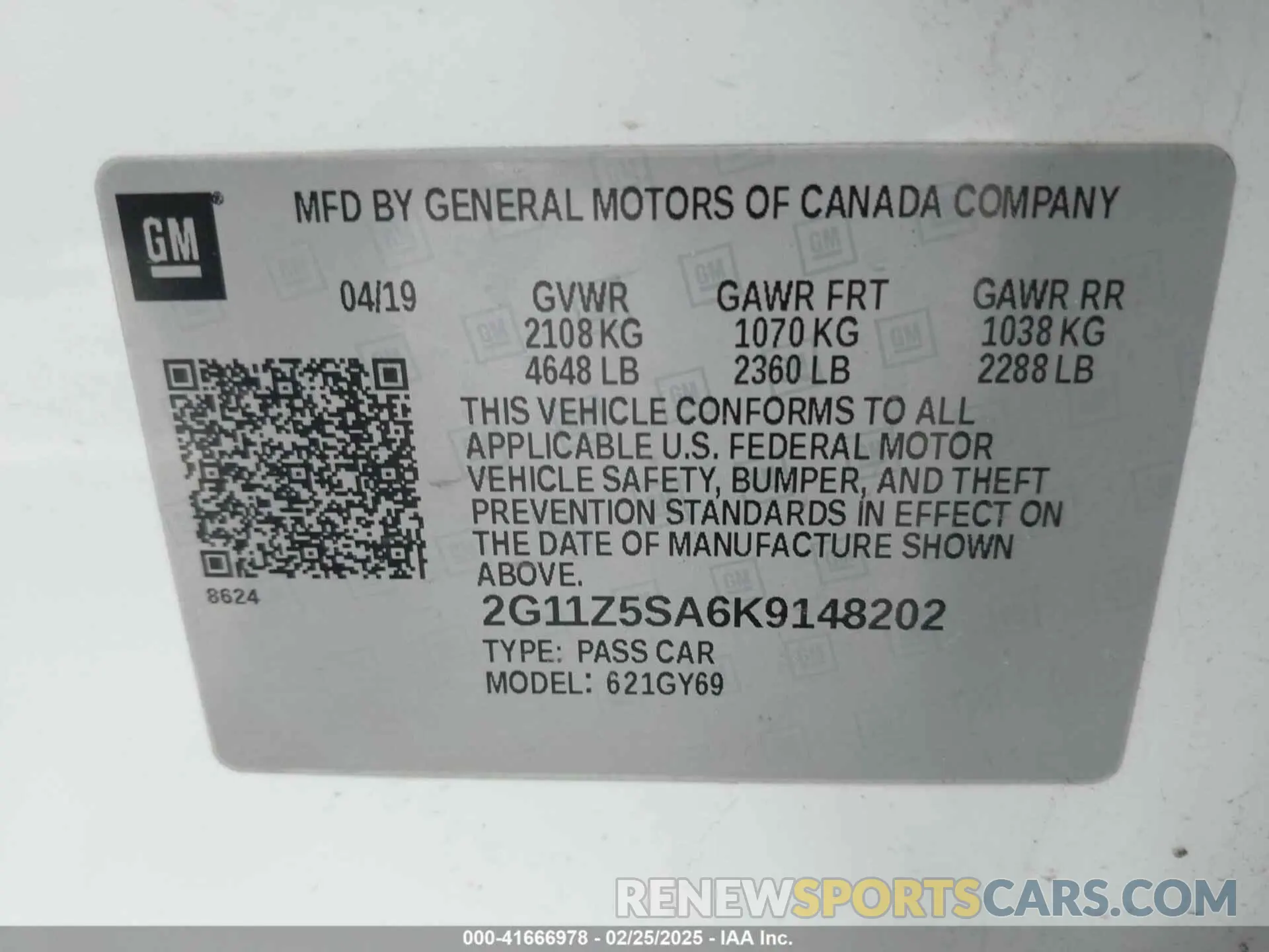 9 fotografías del automóvil dañado 2G11Z5SA6K9148202 CHEVROLET IMPALA 2019