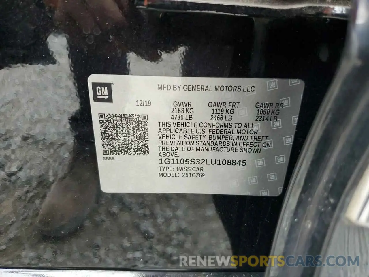12 fotografías del automóvil dañado 1G1105S32LU108845 CHEVROLET IMPALA 2020