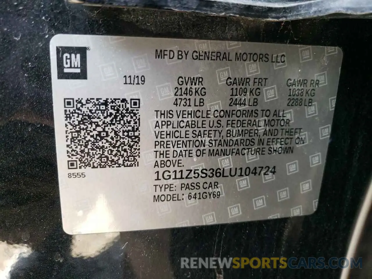 12 fotografías del automóvil dañado 1G11Z5S36LU104724 CHEVROLET IMPALA 2020