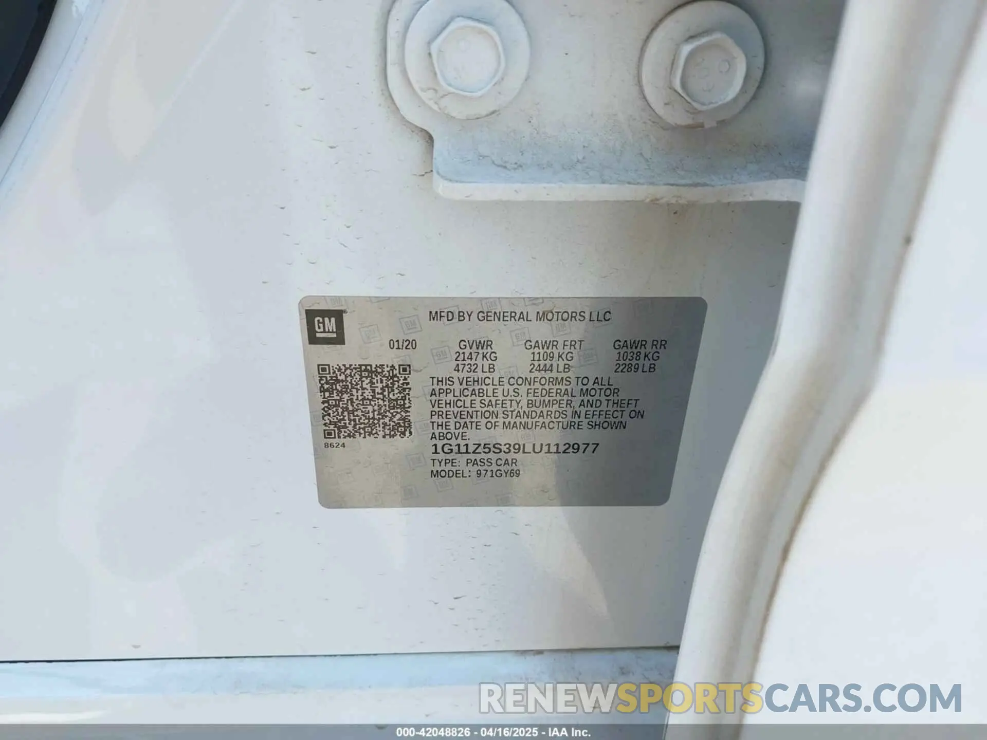 9 fotografías del automóvil dañado 1G11Z5S39LU112977 CHEVROLET IMPALA 2020