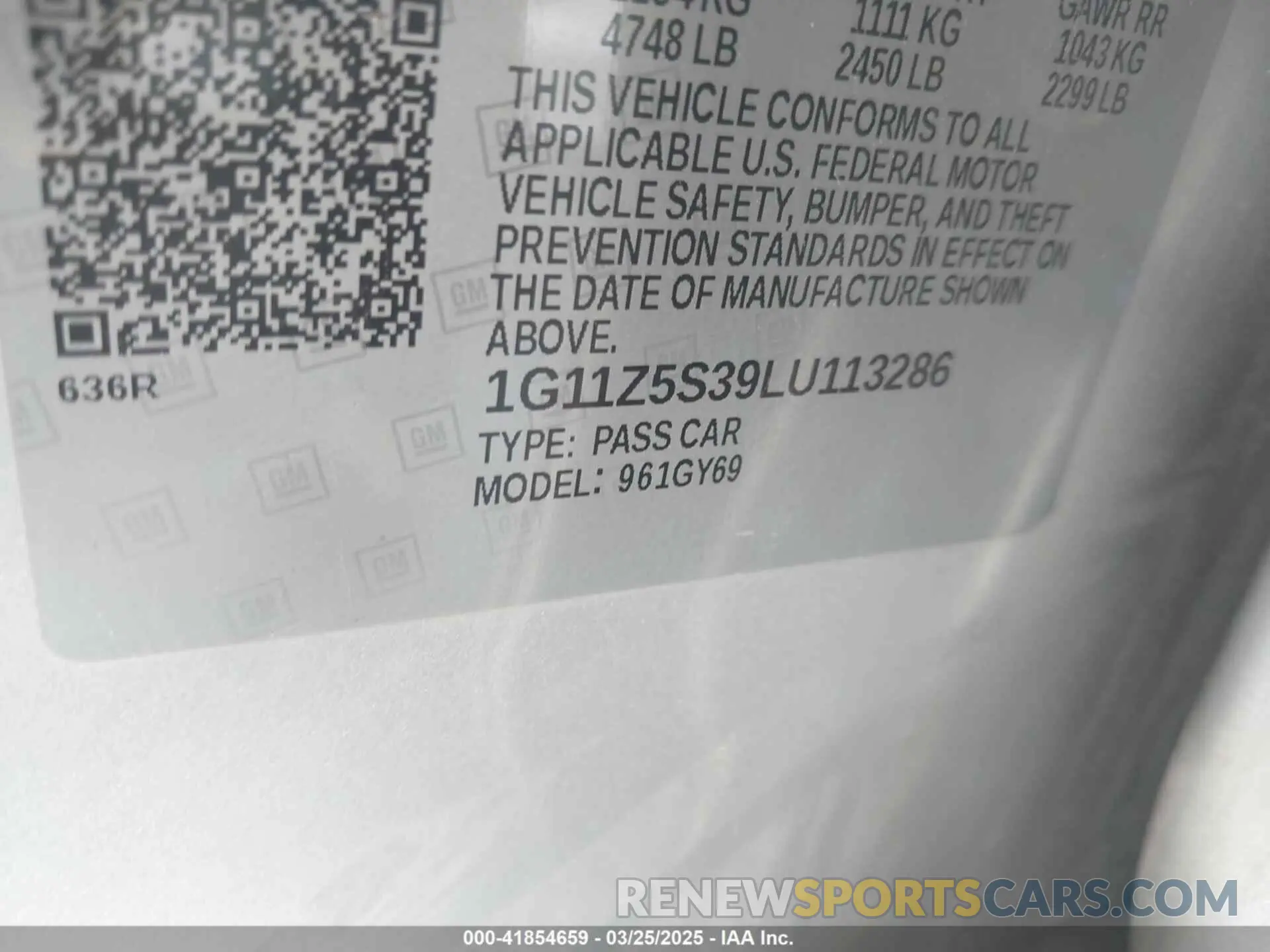 9 fotografías del automóvil dañado 1G11Z5S39LU113286 CHEVROLET IMPALA 2020