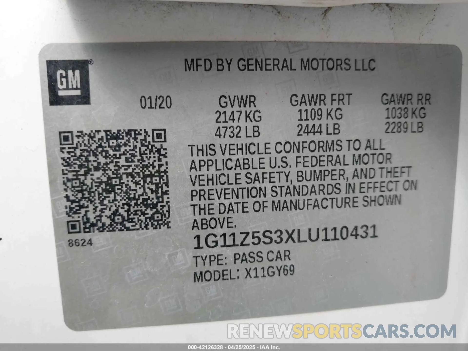9 fotografías del automóvil dañado 1G11Z5S3XLU110431 CHEVROLET IMPALA 2020