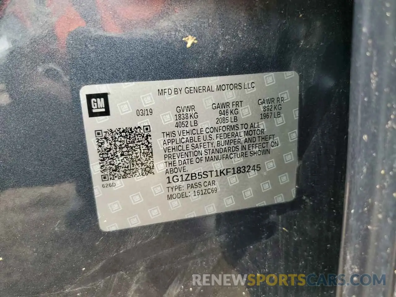 12 fotografías del automóvil dañado 1G1ZB5ST1KF183245 CHEVROLET MALIBU 2019