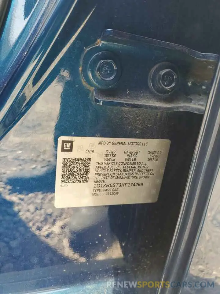 14 fotografías del automóvil dañado 1G1ZB5ST3KF174269 CHEVROLET MALIBU 2019