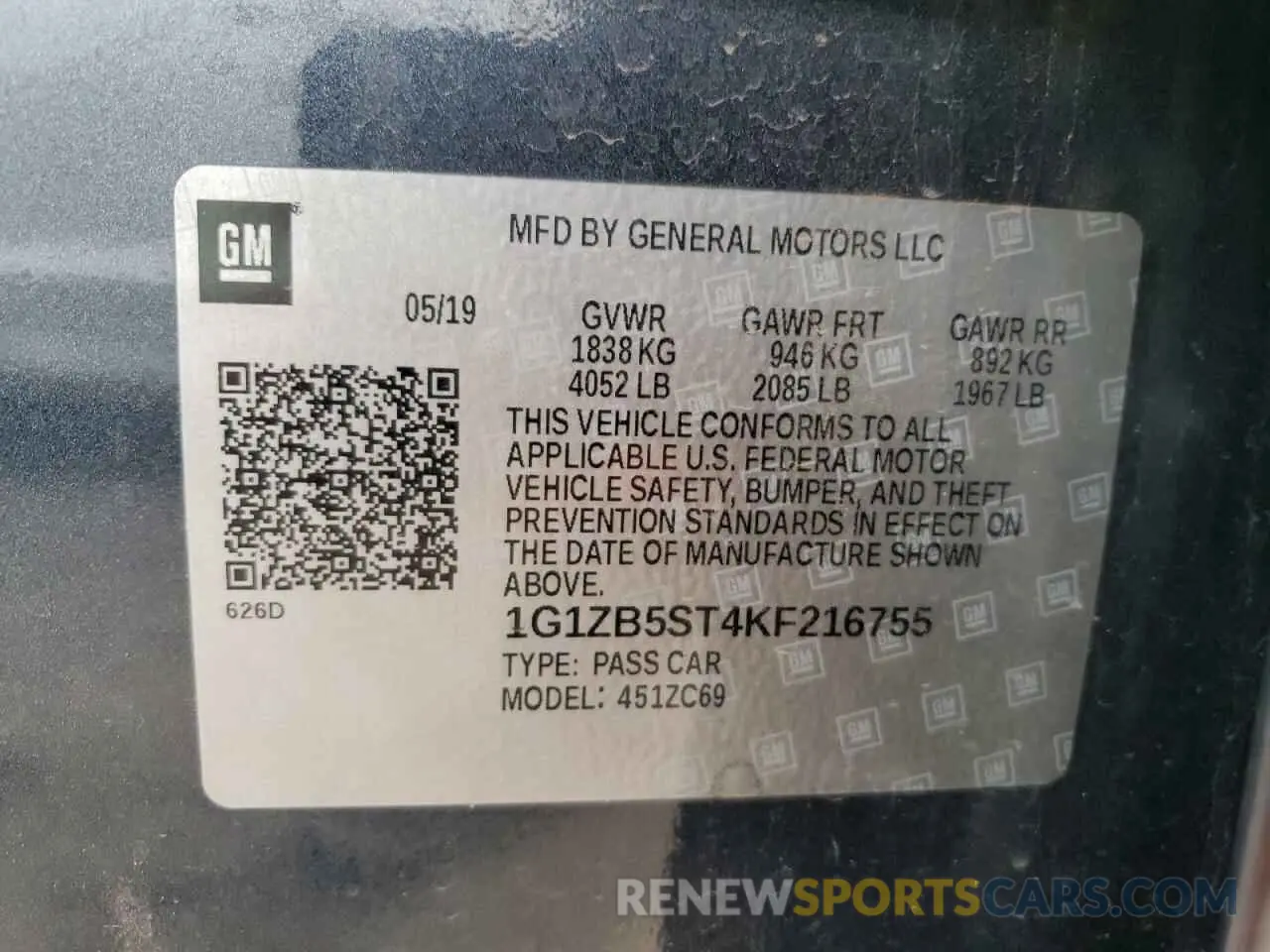 12 fotografías del automóvil dañado 1G1ZB5ST4KF216755 CHEVROLET MALIBU 2019