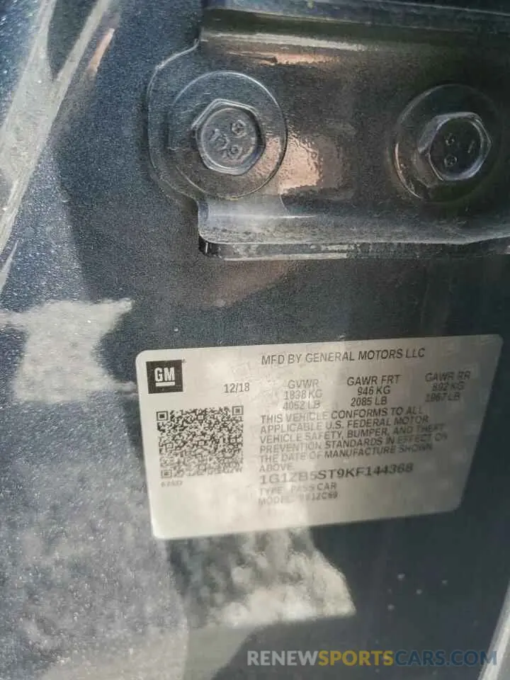 12 fotografías del automóvil dañado 1G1ZB5ST9KF144368 CHEVROLET MALIBU 2019
