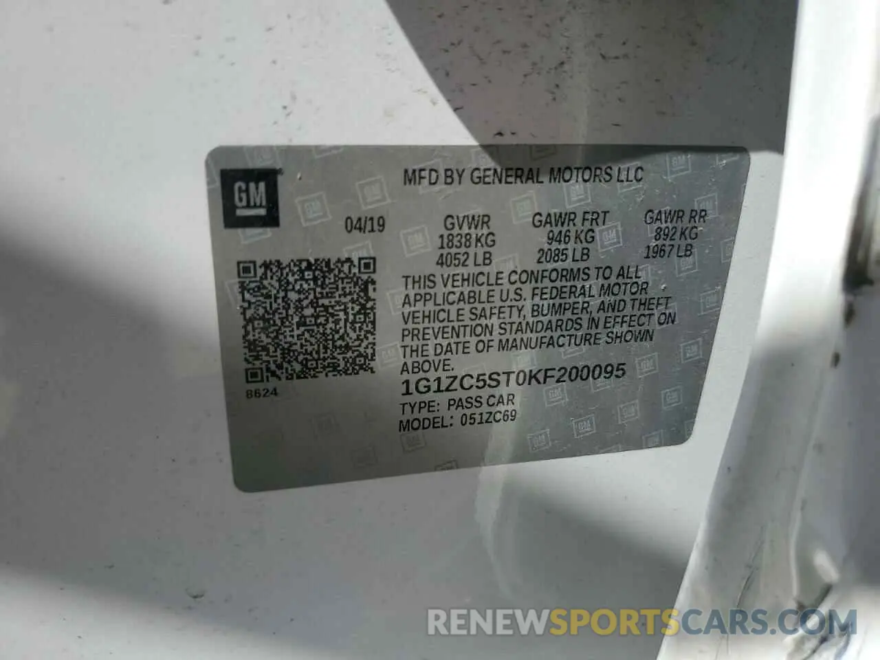 13 fotografías del automóvil dañado 1G1ZC5ST0KF200095 CHEVROLET MALIBU 2019