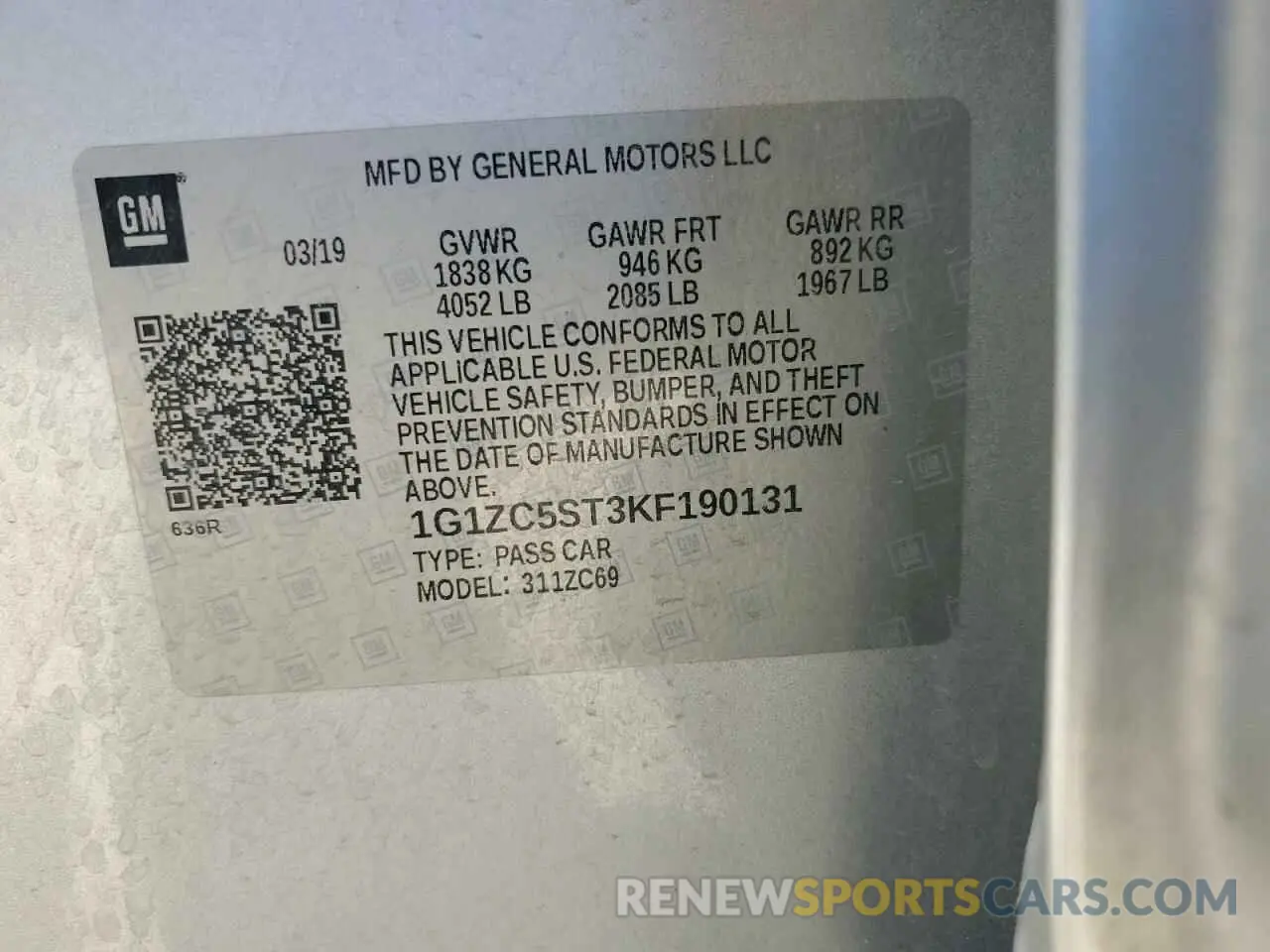 14 fotografías del automóvil dañado 1G1ZC5ST3KF190131 CHEVROLET MALIBU 2019