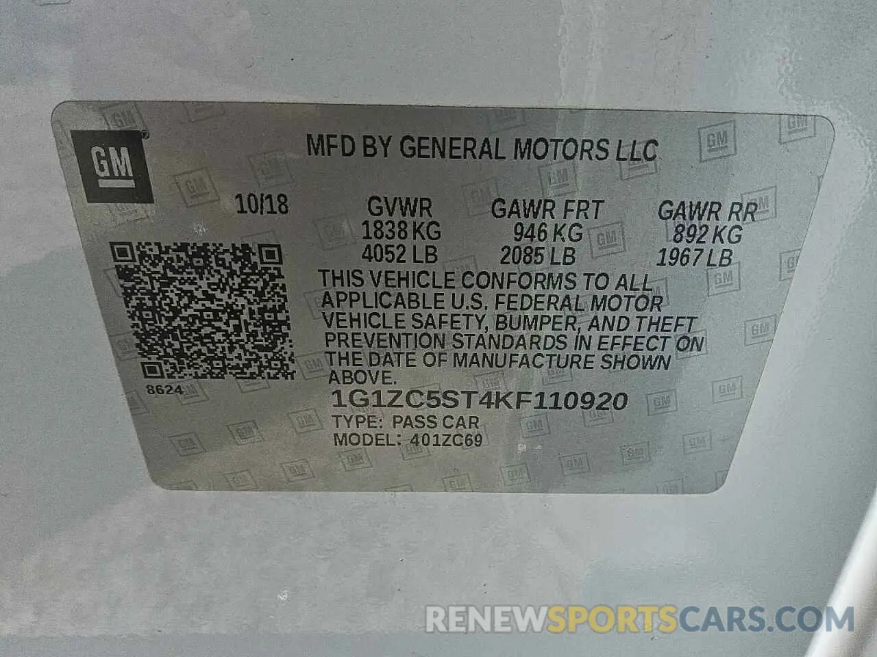 12 fotografías del automóvil dañado 1G1ZC5ST4KF110920 CHEVROLET MALIBU 2019