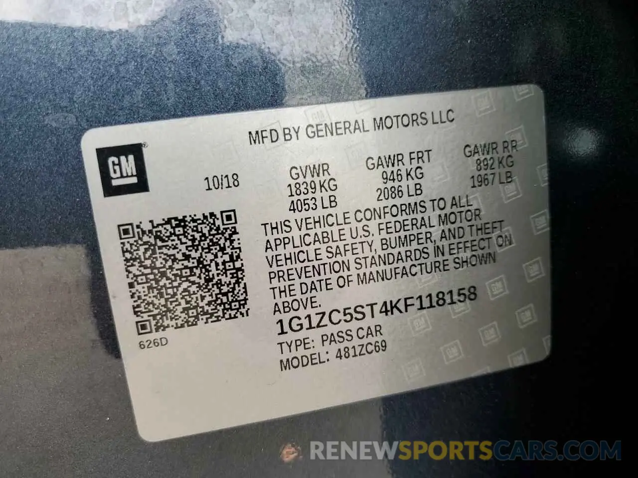 12 fotografías del automóvil dañado 1G1ZC5ST4KF118158 CHEVROLET MALIBU 2019