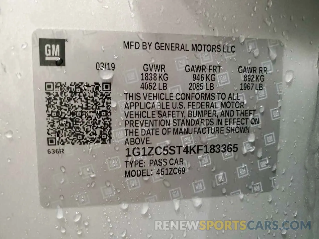12 fotografías del automóvil dañado 1G1ZC5ST4KF183365 CHEVROLET MALIBU 2019