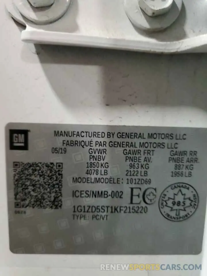 12 fotografías del automóvil dañado 1G1ZD5ST1KF215220 CHEVROLET MALIBU 2019