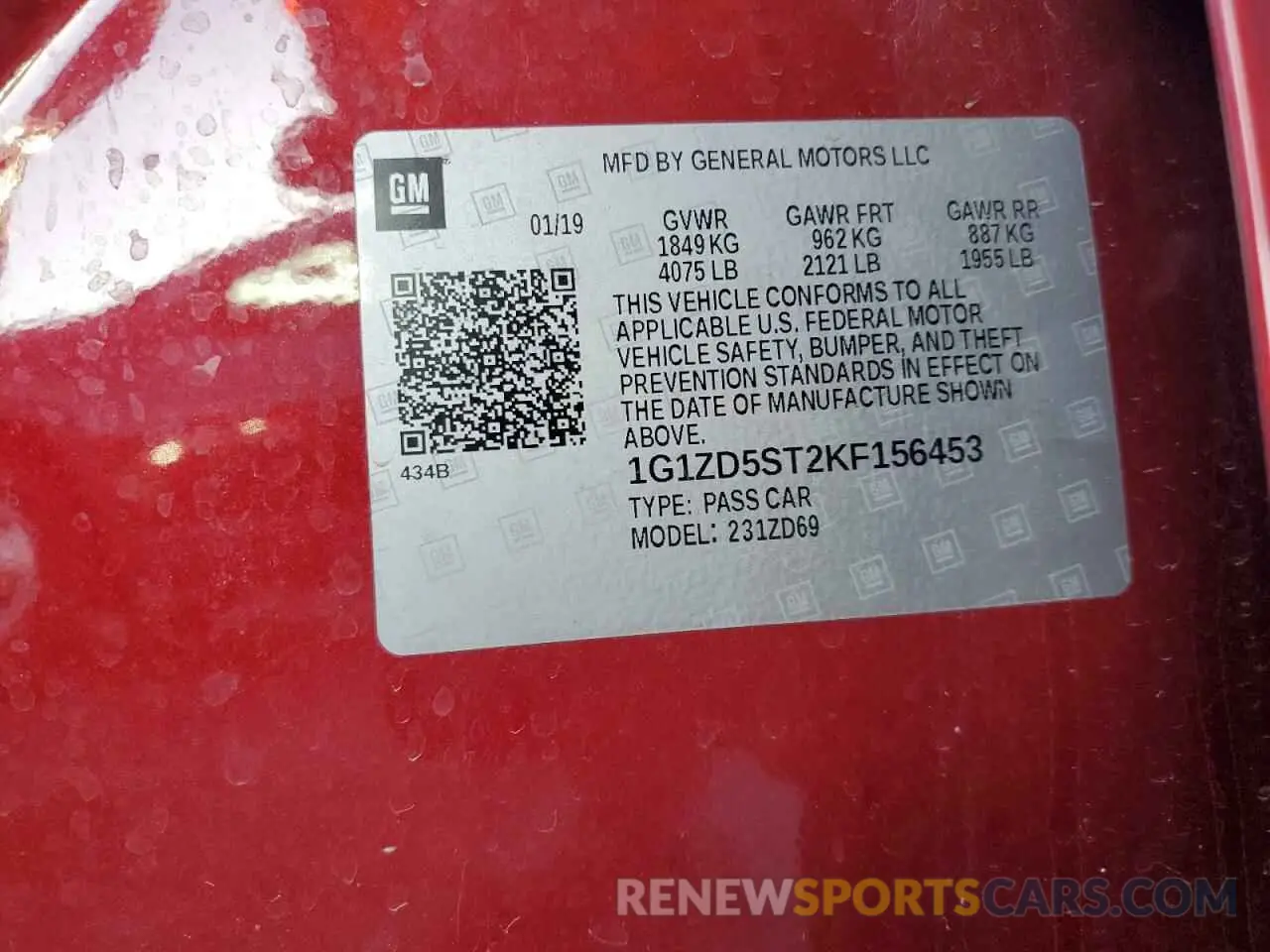 12 fotografías del automóvil dañado 1G1ZD5ST2KF156453 CHEVROLET MALIBU 2019
