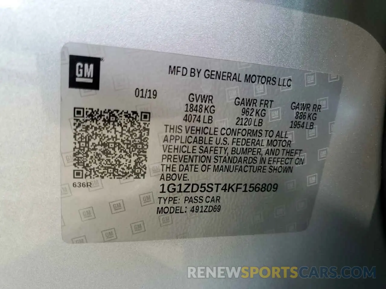 12 fotografías del automóvil dañado 1G1ZD5ST4KF156809 CHEVROLET MALIBU 2019