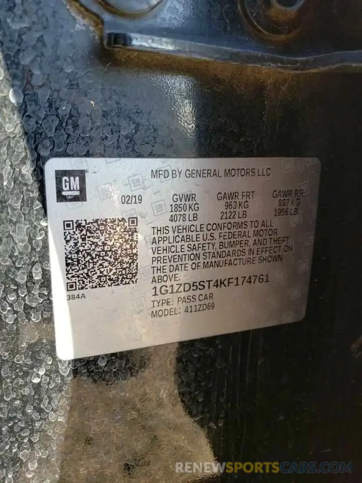 14 fotografías del automóvil dañado 1G1ZD5ST4KF174761 CHEVROLET MALIBU 2019