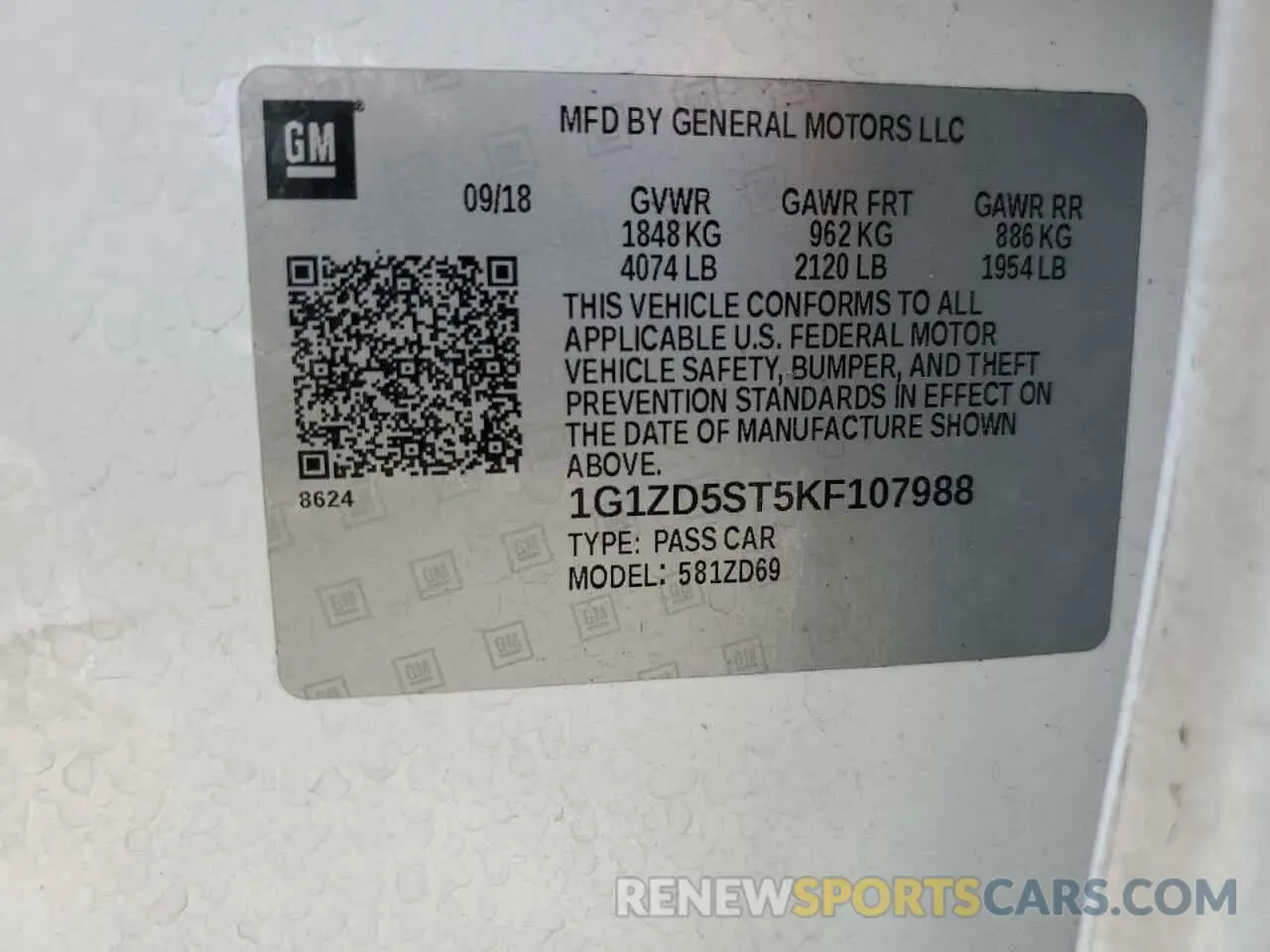 12 fotografías del automóvil dañado 1G1ZD5ST5KF107988 CHEVROLET MALIBU 2019