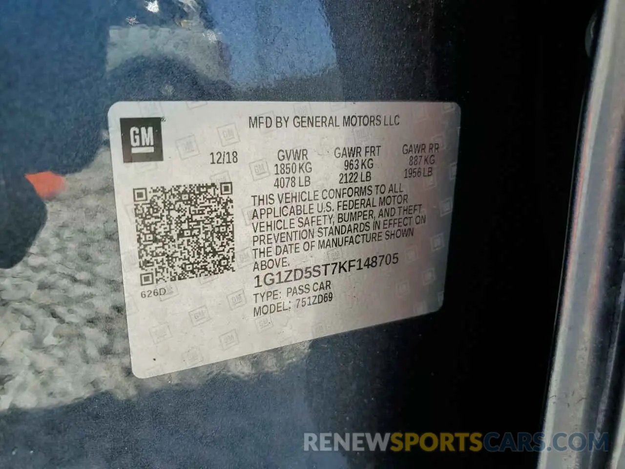12 fotografías del automóvil dañado 1G1ZD5ST7KF148705 CHEVROLET MALIBU 2019