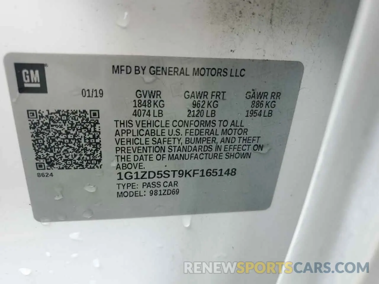 12 fotografías del automóvil dañado 1G1ZD5ST9KF165148 CHEVROLET MALIBU 2019