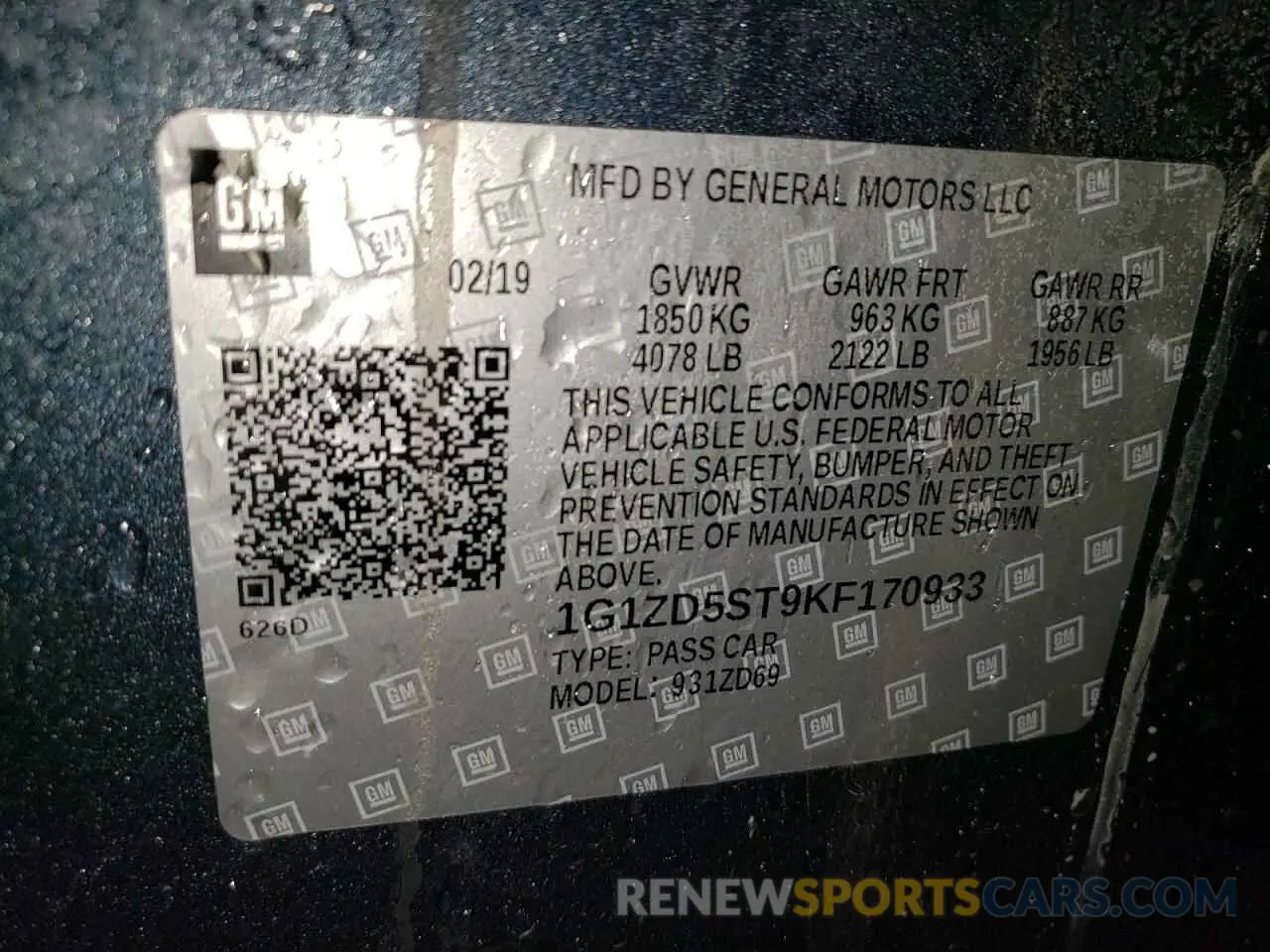 12 fotografías del automóvil dañado 1G1ZD5ST9KF170933 CHEVROLET MALIBU 2019