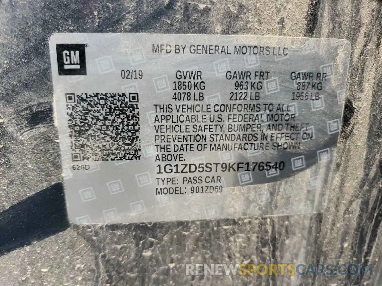 12 fotografías del automóvil dañado 1G1ZD5ST9KF176540 CHEVROLET MALIBU 2019