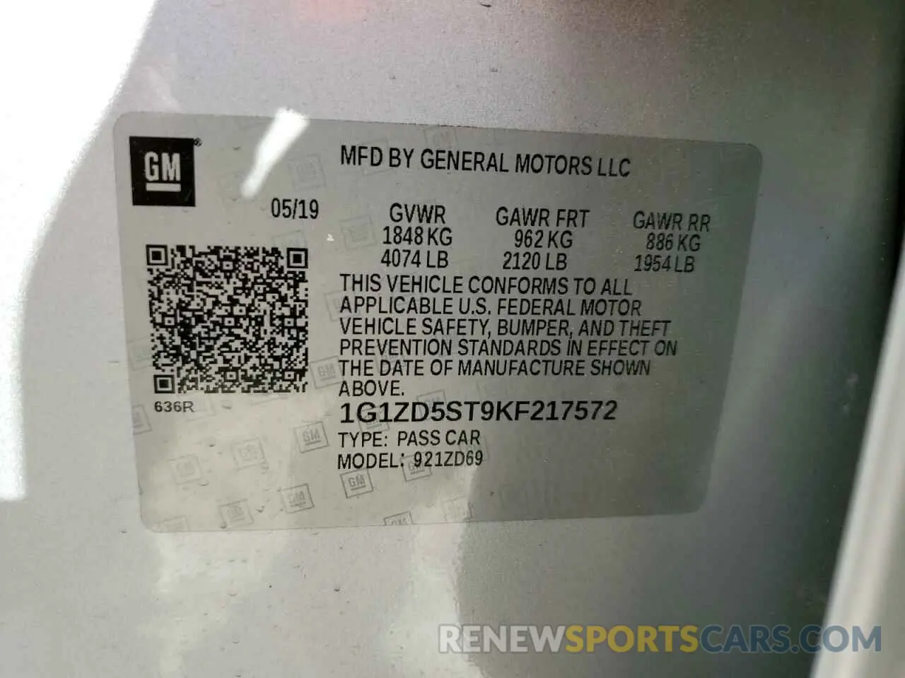 12 fotografías del automóvil dañado 1G1ZD5ST9KF217572 CHEVROLET MALIBU 2019