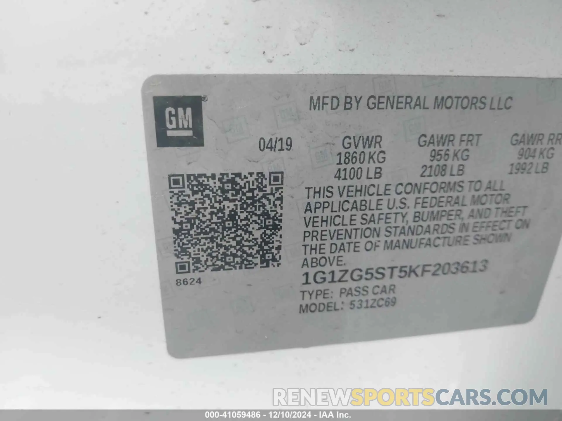 9 fotografías del automóvil dañado 1G1ZG5ST5KF203613 CHEVROLET MALIBU 2019