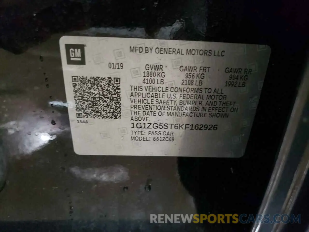 12 fotografías del automóvil dañado 1G1ZG5ST6KF162926 CHEVROLET MALIBU 2019