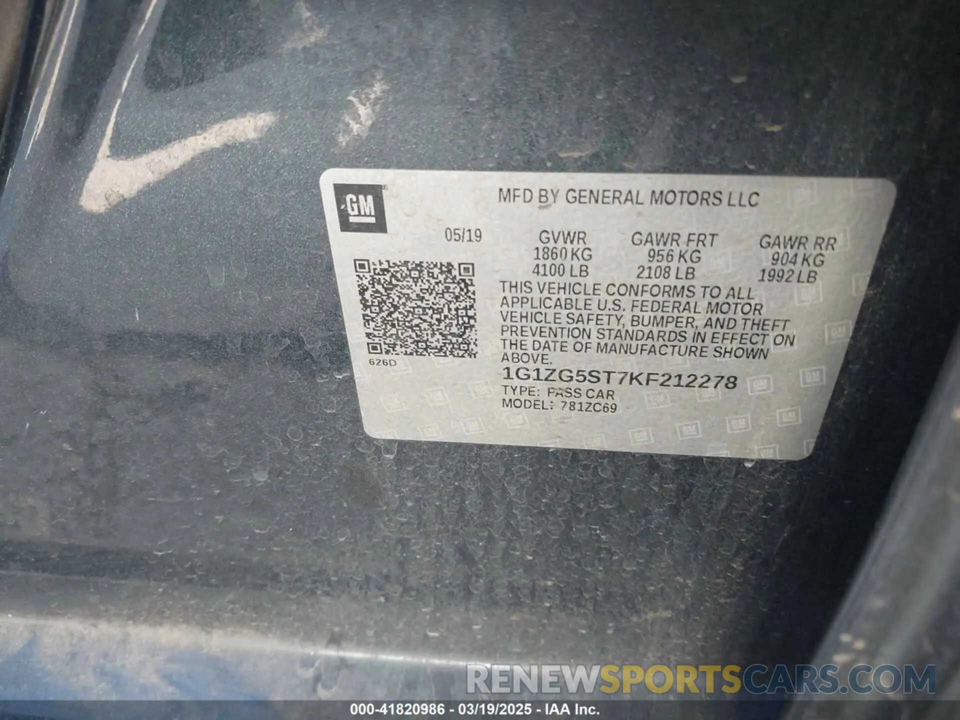 9 fotografías del automóvil dañado 1G1ZG5ST7KF212278 CHEVROLET MALIBU 2019